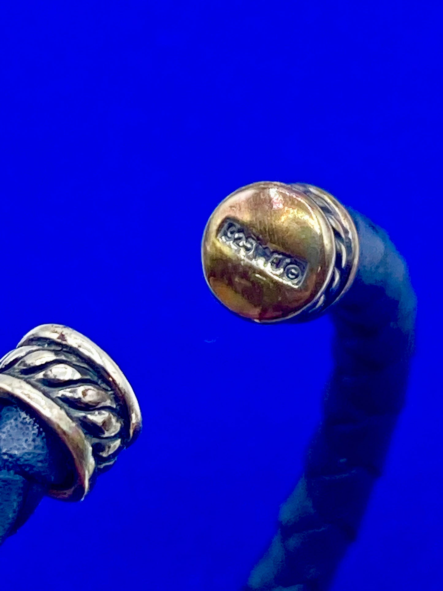 Sterling Silver Waldeck Johnson Braided Leather Cuff Bracelet