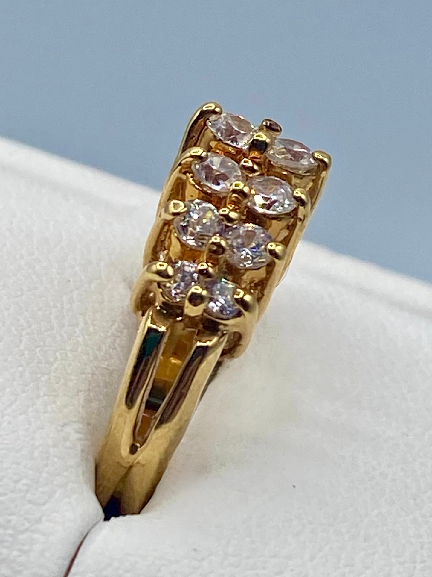 Gold Tone Clear Rhinestone Ring