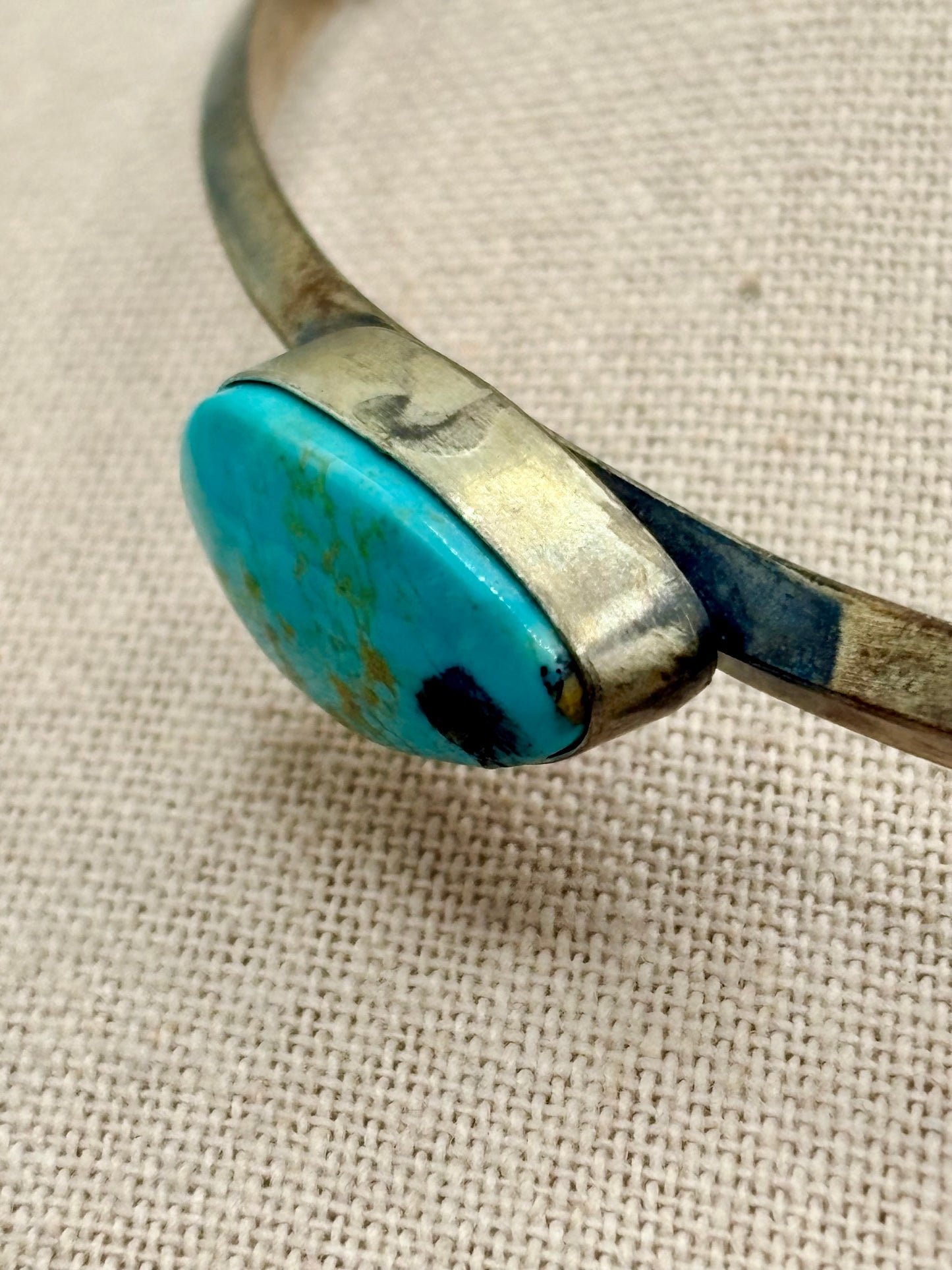 Sterling Silver Native Donovan Skeets Turquoise Choker Necklace