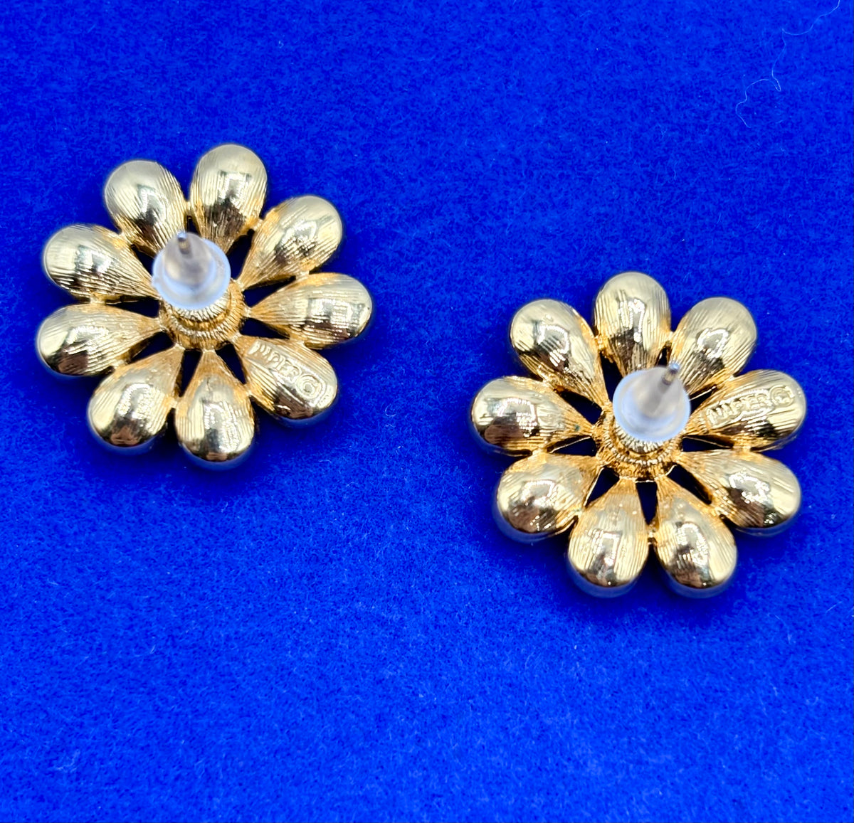 Vintage Gold Tone & Rhinestone Monet Earrings