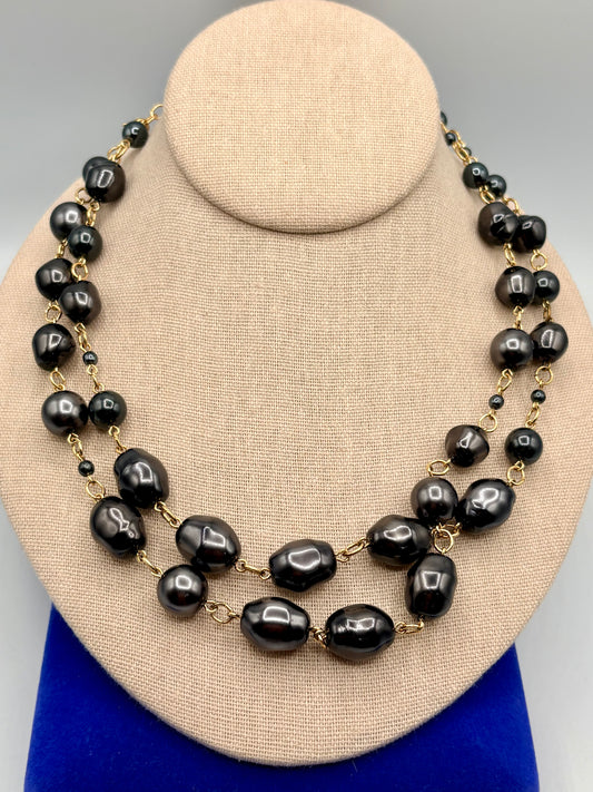 Camrose & Kross JBK Black Faux Baroque Pearl Necklace