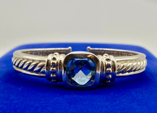 Judith Ripka Sterling Silver Blue Topaz Cuff Bracelet