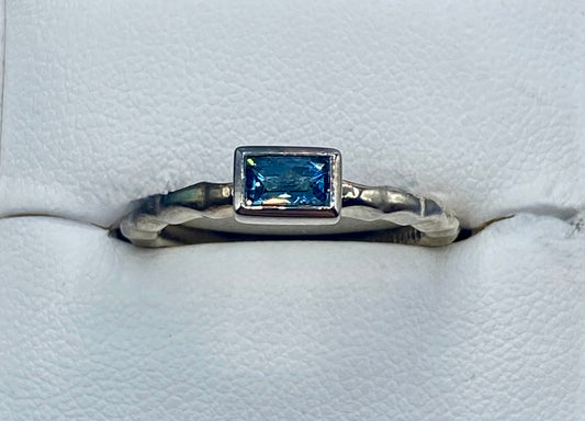 Sterling Silver Michael Dawkins Hammered Blue Topaz Ring