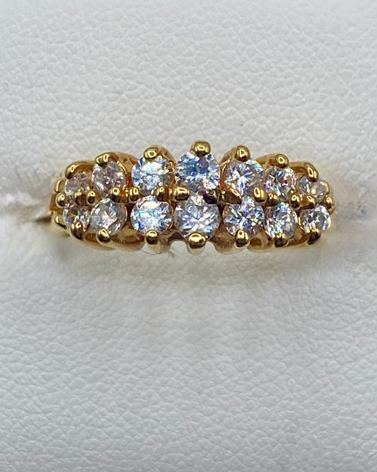 Gold Tone Clear Rhinestone Ring