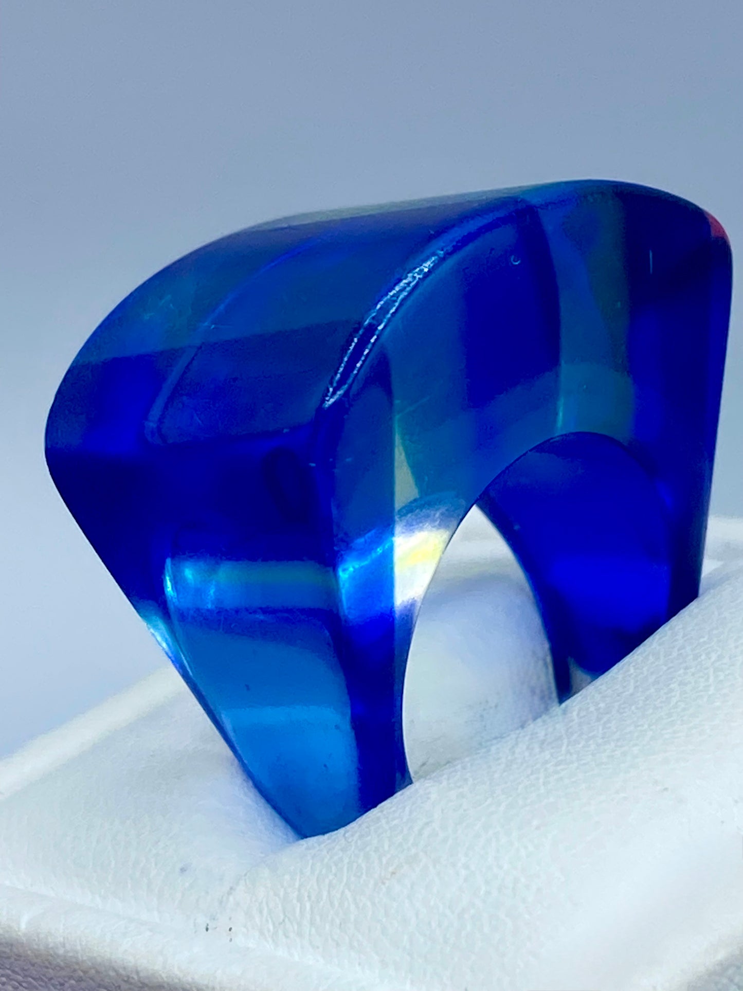 Vintage Blue & Green Lucite Statement Ring