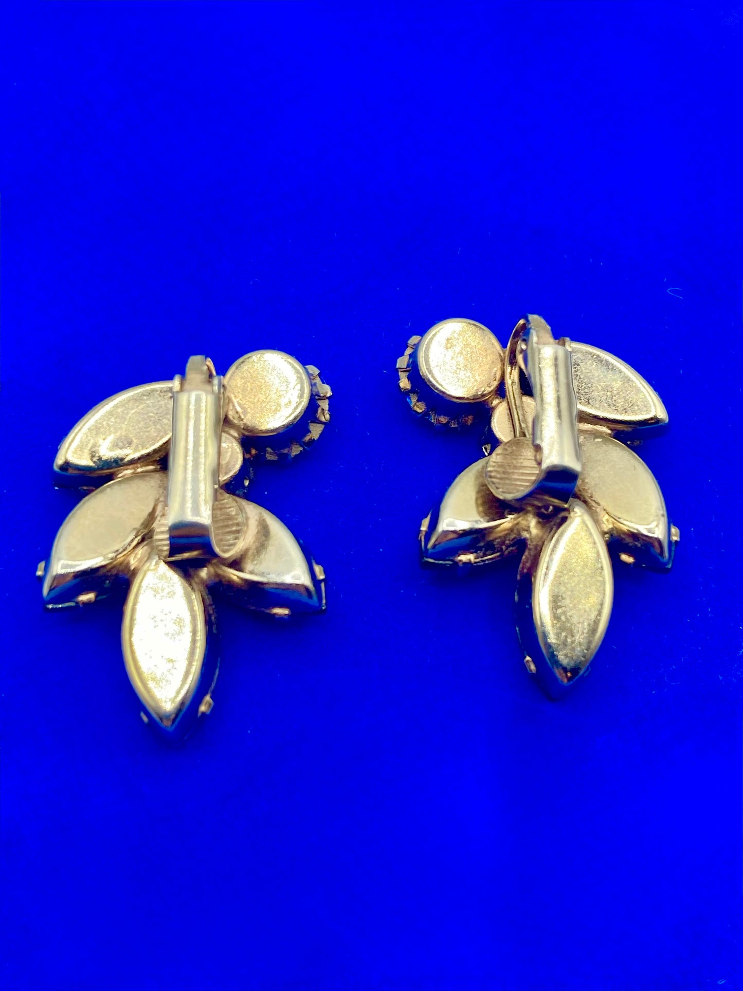 Vintage Rhinestone Gold Tone Clip Ons