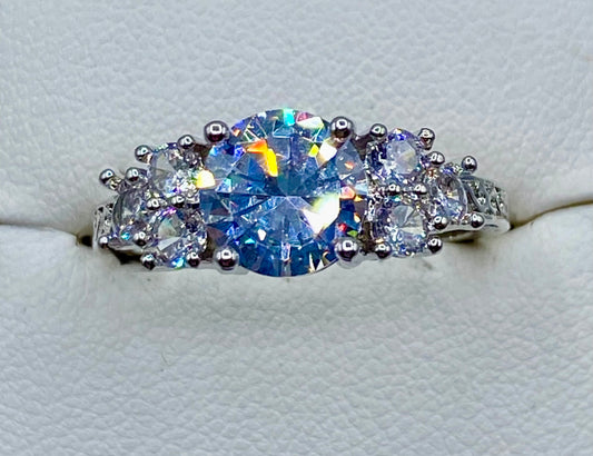 Silver Tone CZ Ring