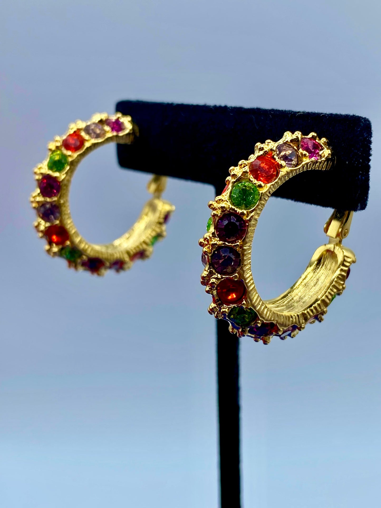 Graziano Gold Tone Rhinestone Clip Ons