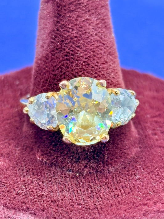 Gold Tone Yellow & Clear CZ Ring