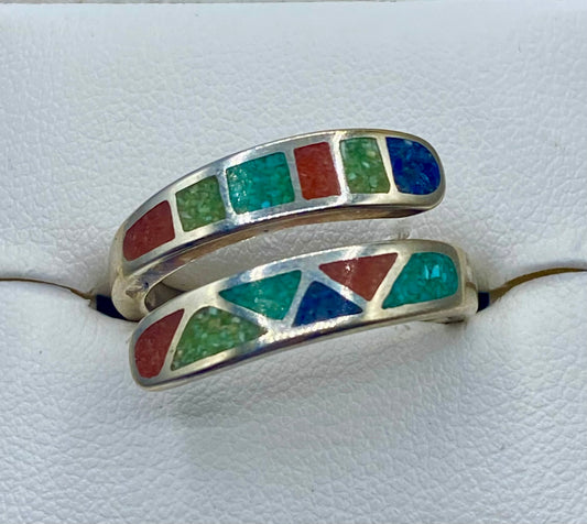 Sterling Silver Carolyn Pollack Relios Multi Gemstone Inlay Ring