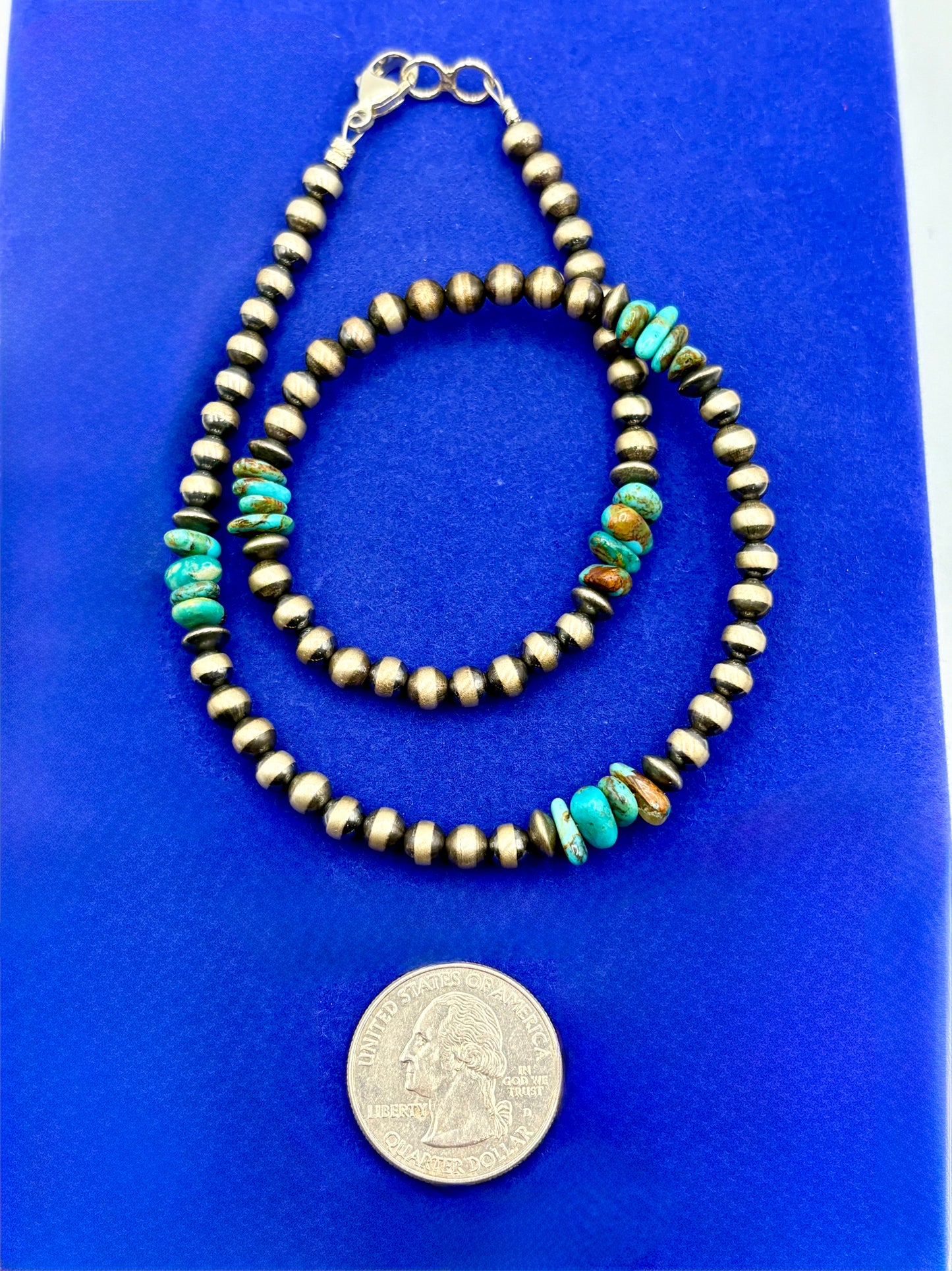 Sterling Silver Southwestern Turquoise & Navajo Pearl Necklace