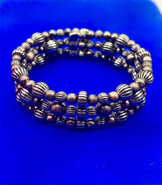 Carolyn Pollack Sterling Silver Relios Ball Bead Coil Cuff Bracelet
