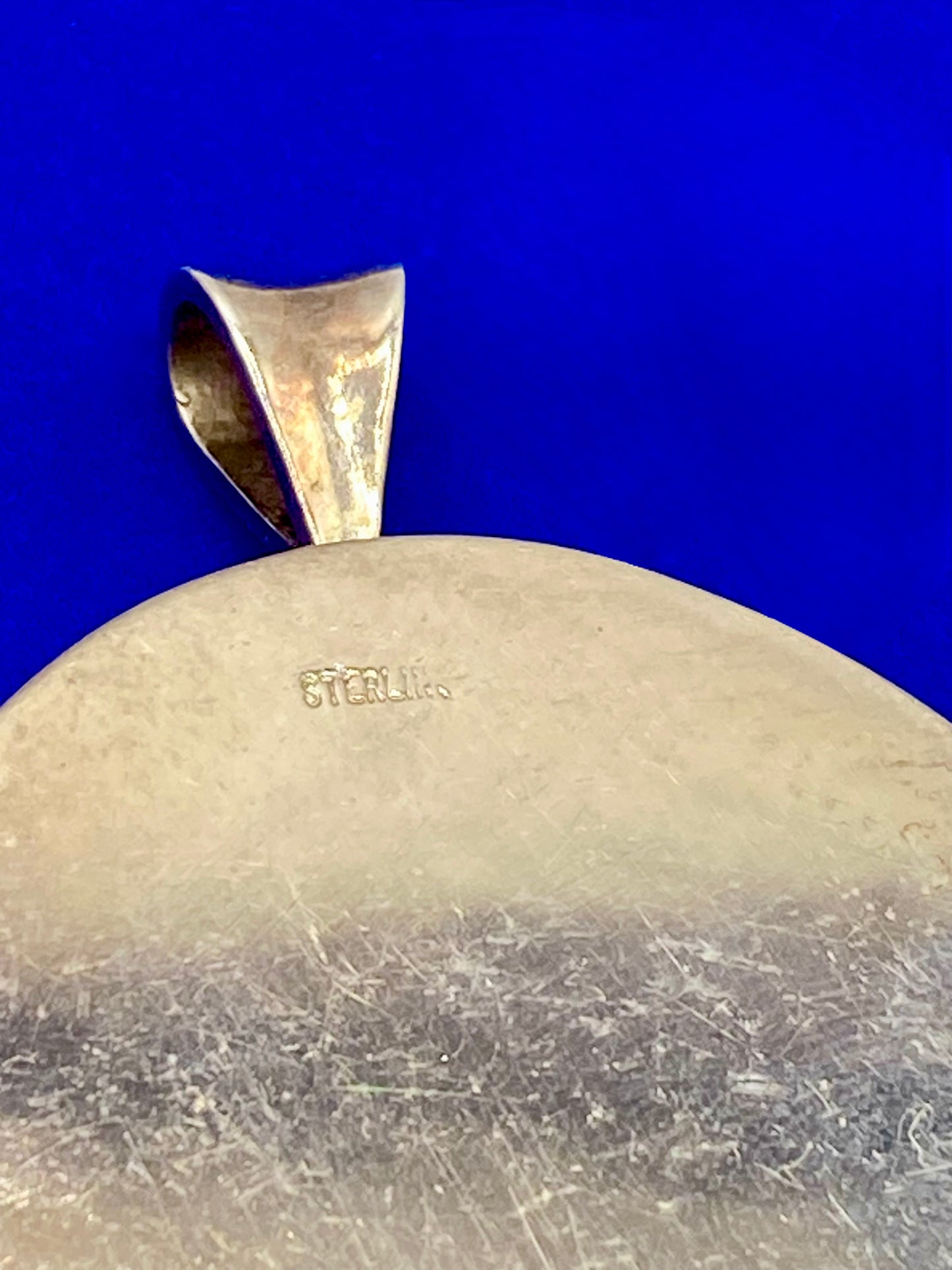 Vintage Sterling Silver Fossil Ammonite Pendant