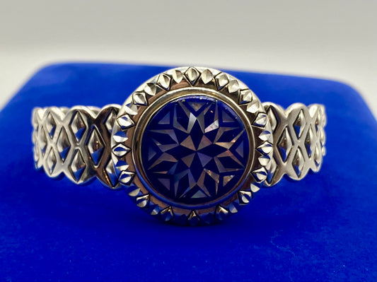 Carolyn Pollack Sterling Silver Lapis Mother of Pearl Mosaic Inlay Cuff Bracelet