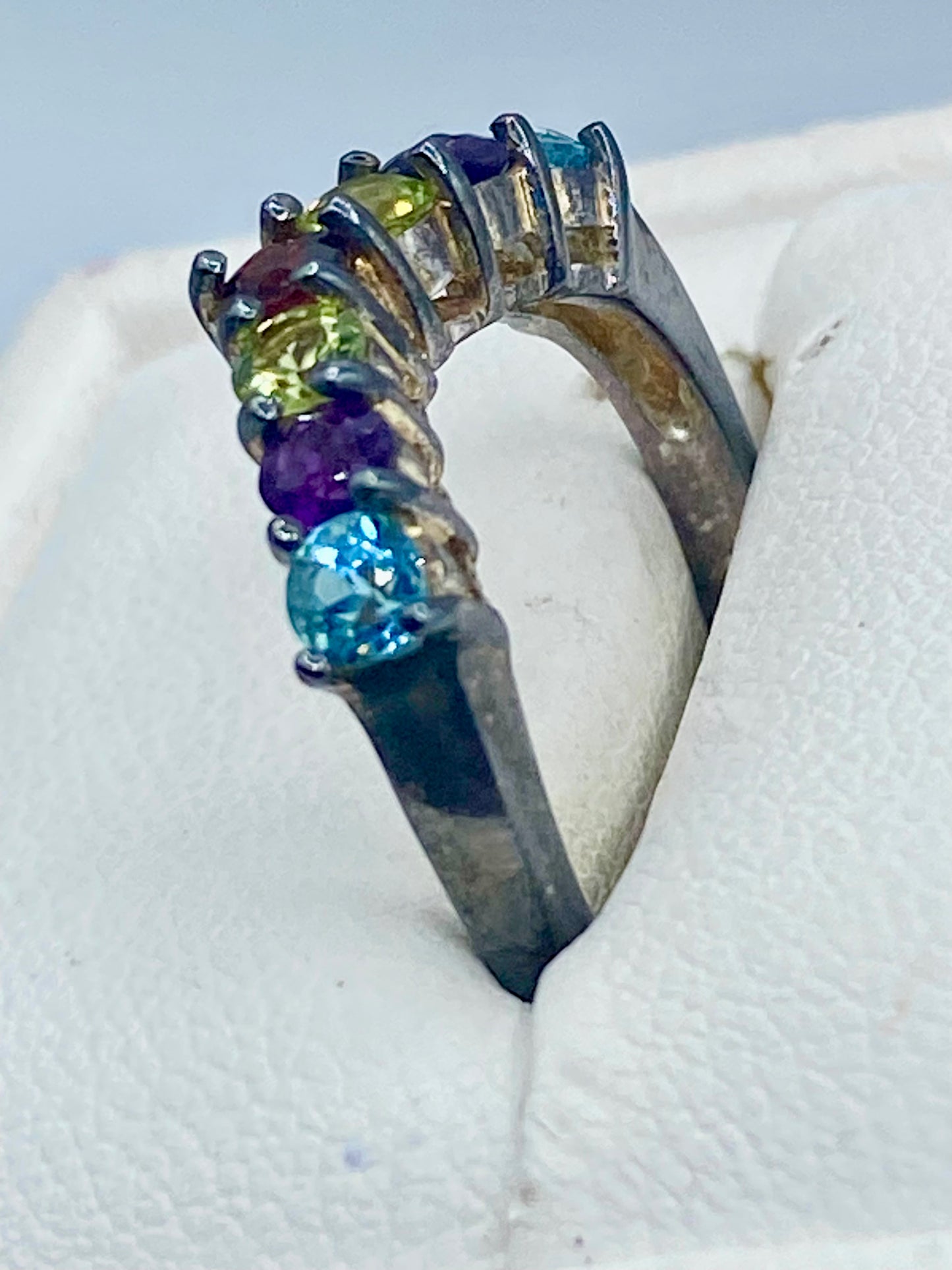 Sterling Silver Multi Gemstone Stacker Ring