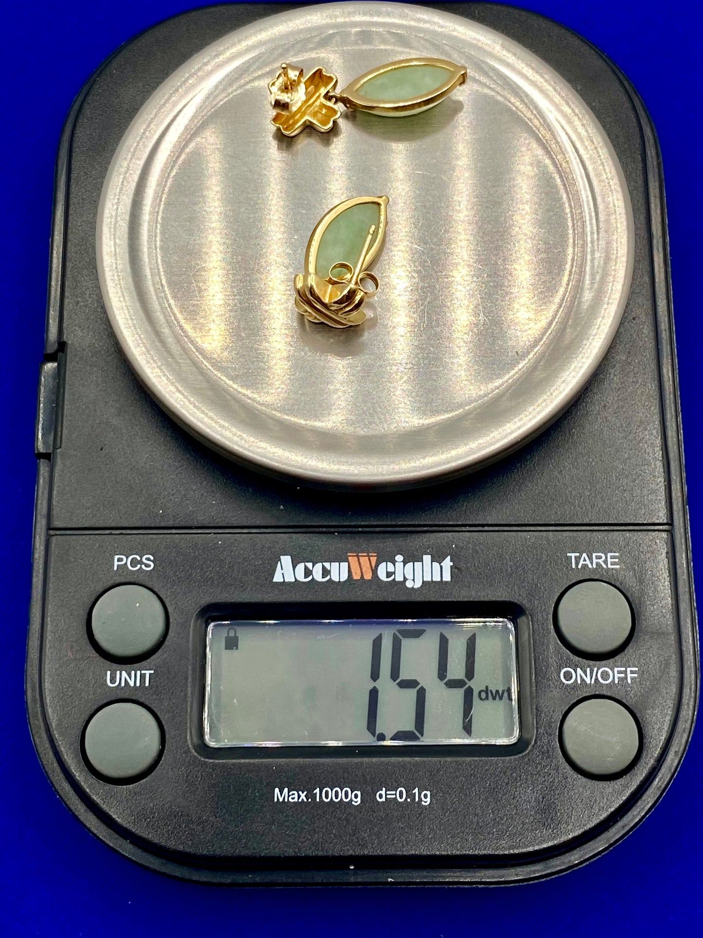 14K Gold Jade Earrings