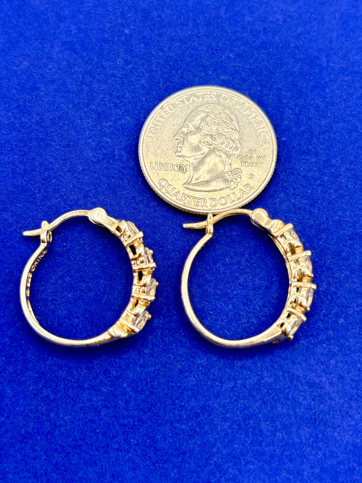 Ross Simons Sterling Vermeil Clear Topaz Hoop Earrings