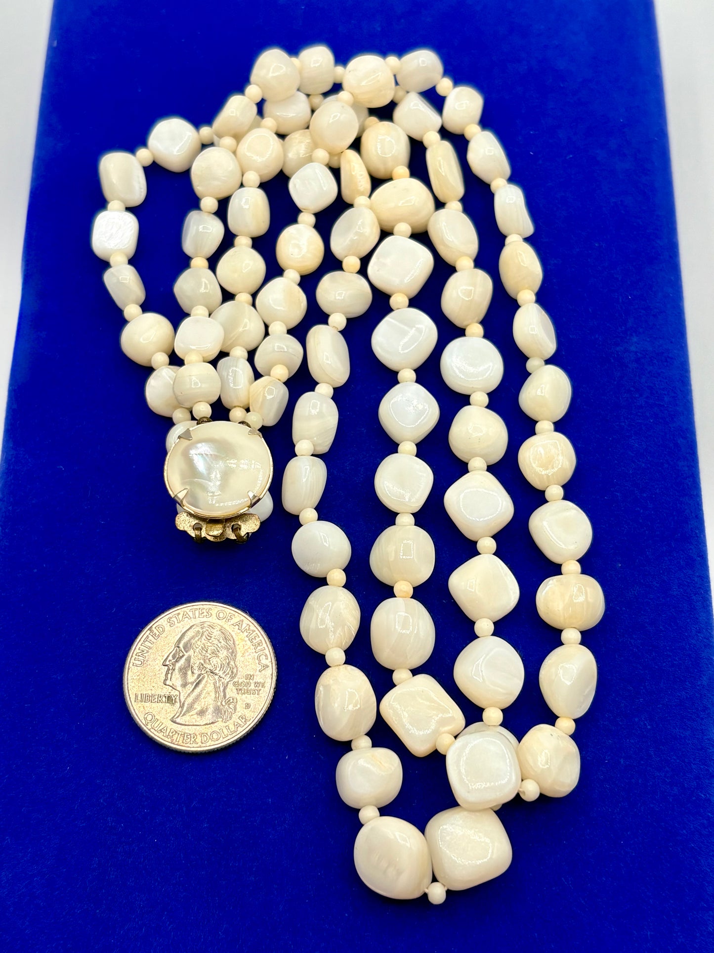 Vintage Japan MOP Double Strand Necklace
