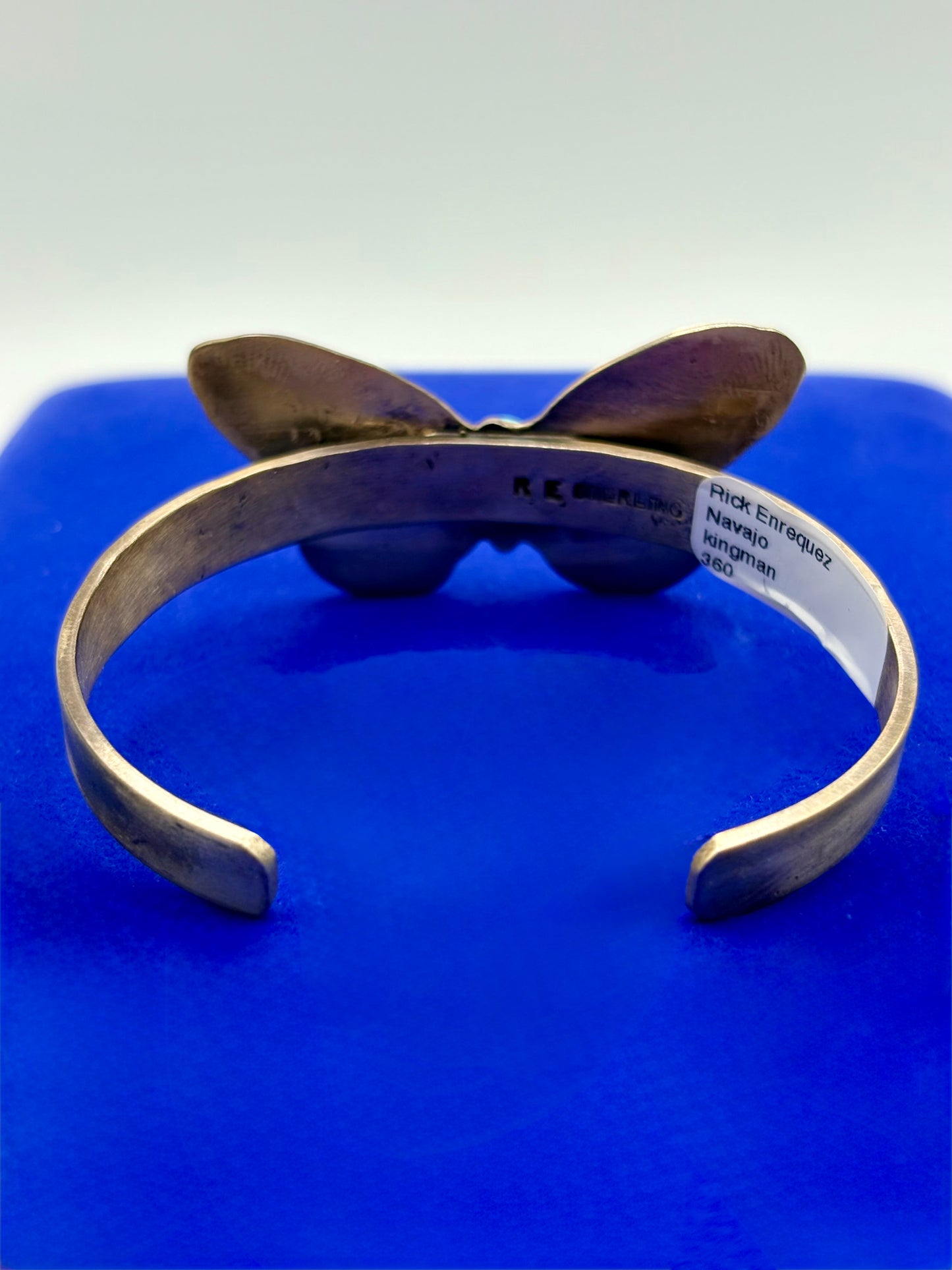Sterling Silver Native Rick Enrequez Turquoise Butterfly Cuff Bracelet