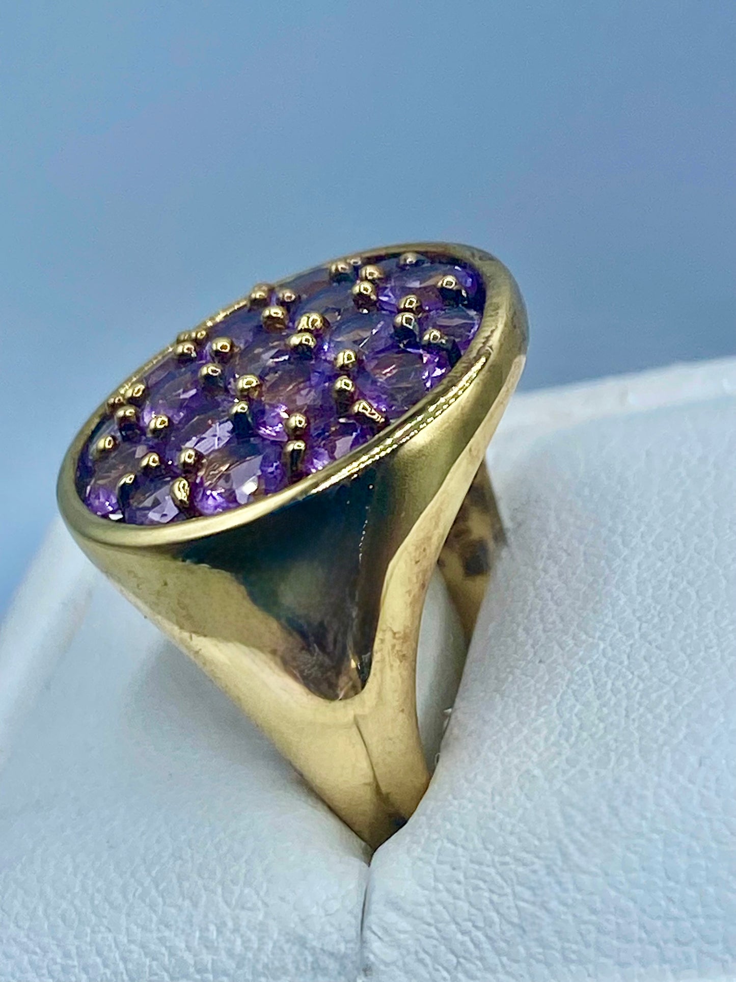 Sterling Silver Vermeil Round Amethyst Ring