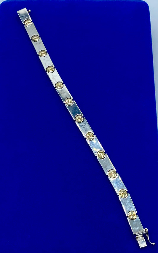 Sterling Silver Milor Italy Vermeil Screw Link Bracelet