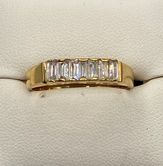 Gold Tone Rhinestone Baguette Ring