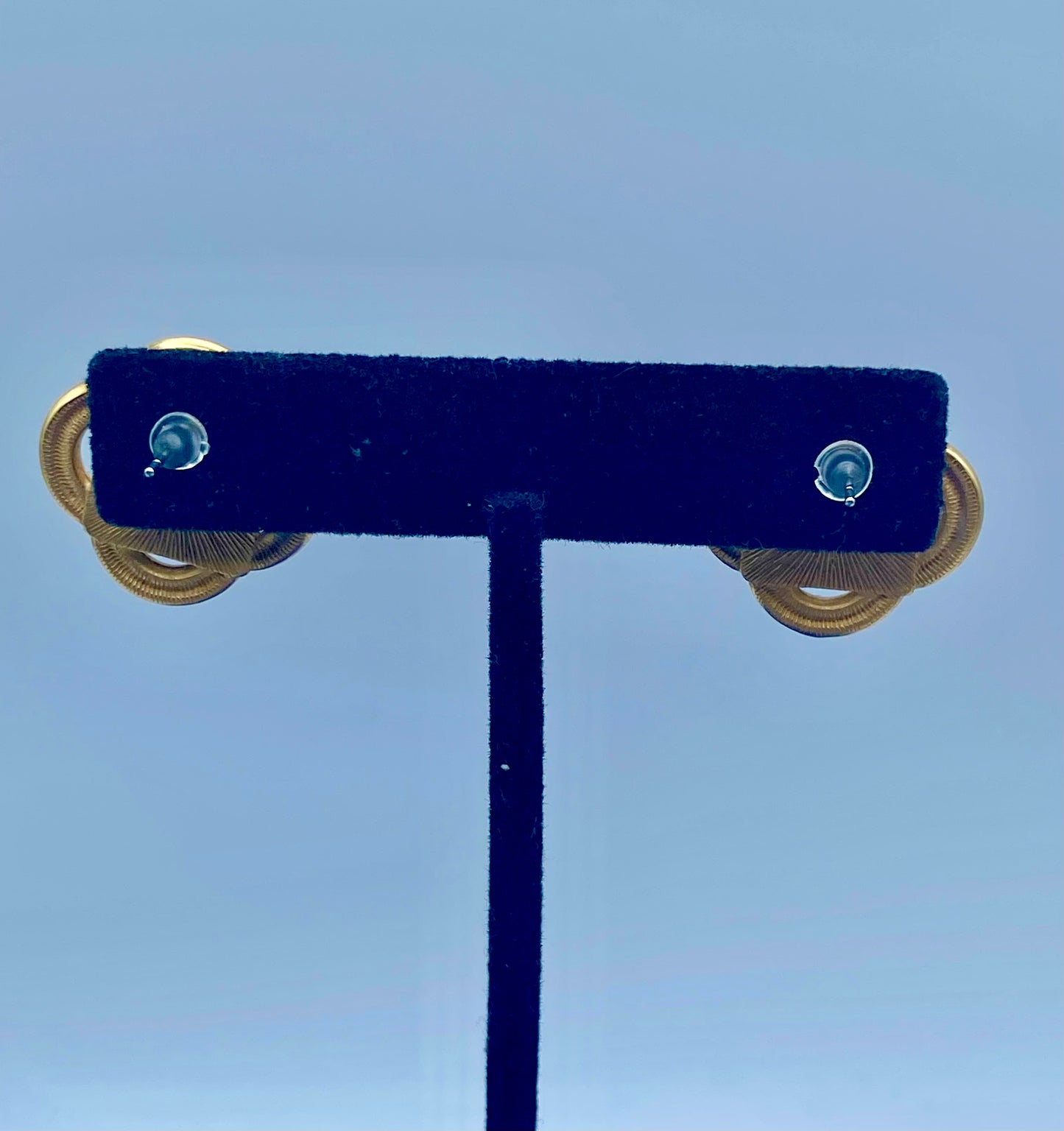 Monet Gold Tone Purple Glass Earrings