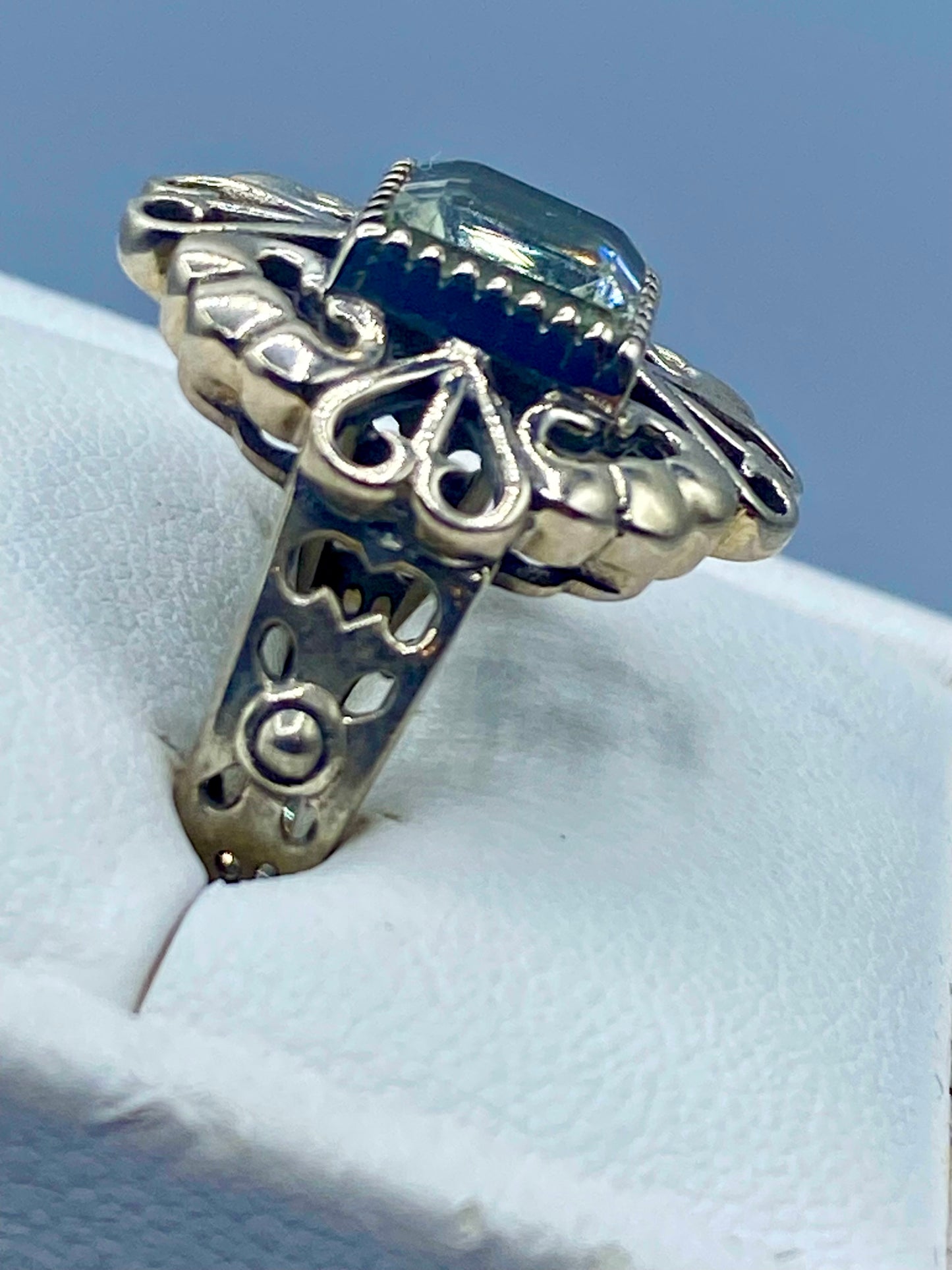 Sterling Silver Blue Topaz Heart Ring