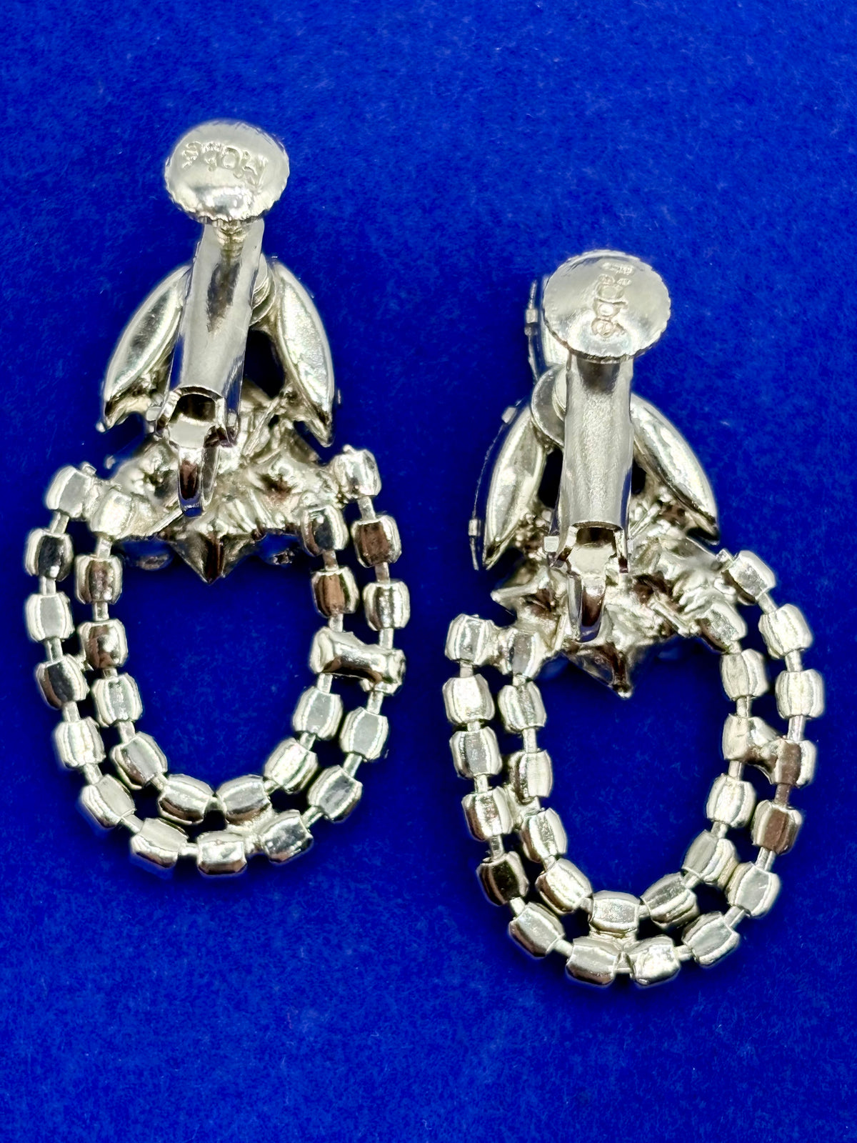 Vintage Hobé Green & Clear Rhinestone Screw Back Earrings
