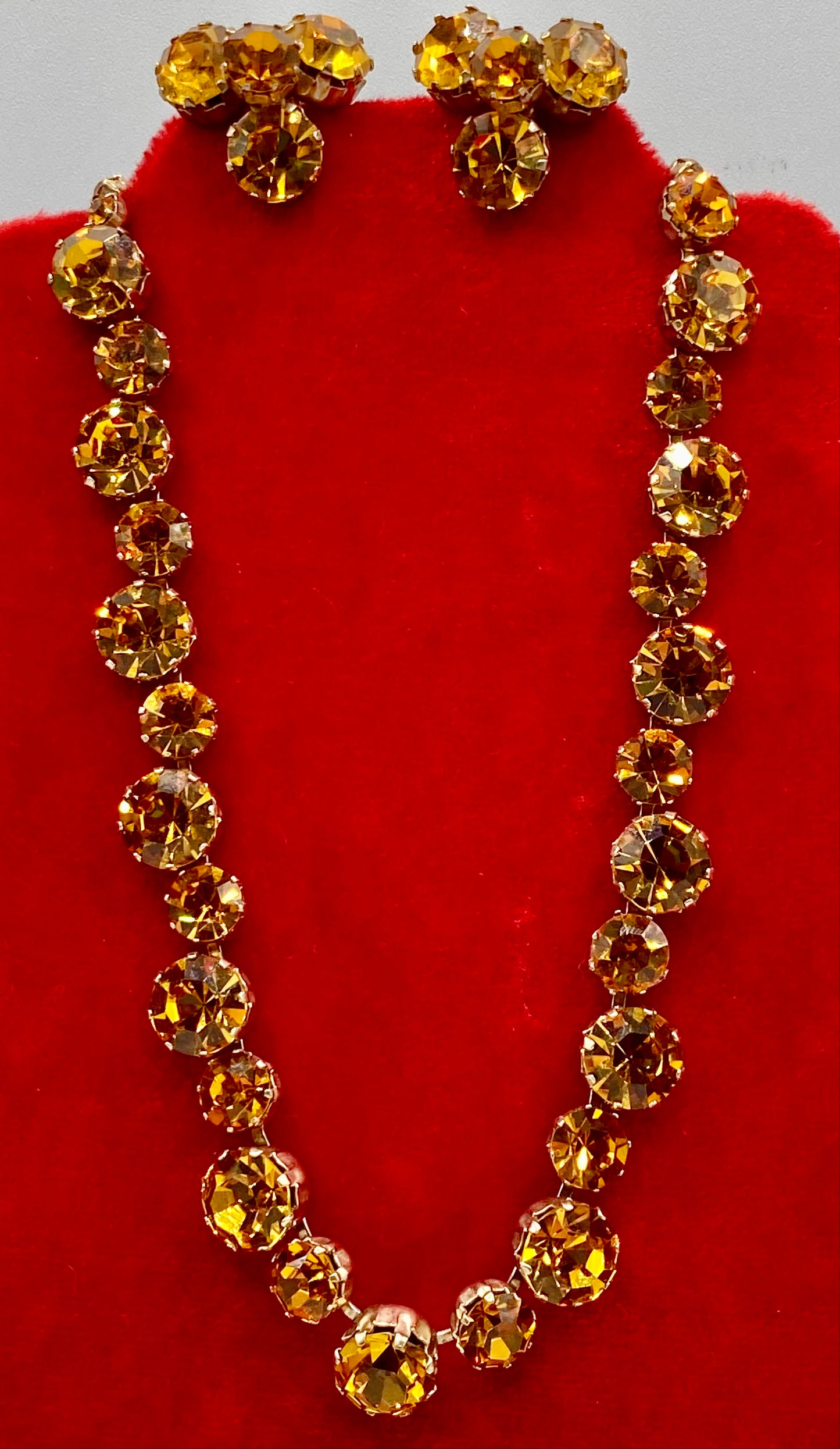 Vintage Kramer Orange Rhinestone Jewelry Set