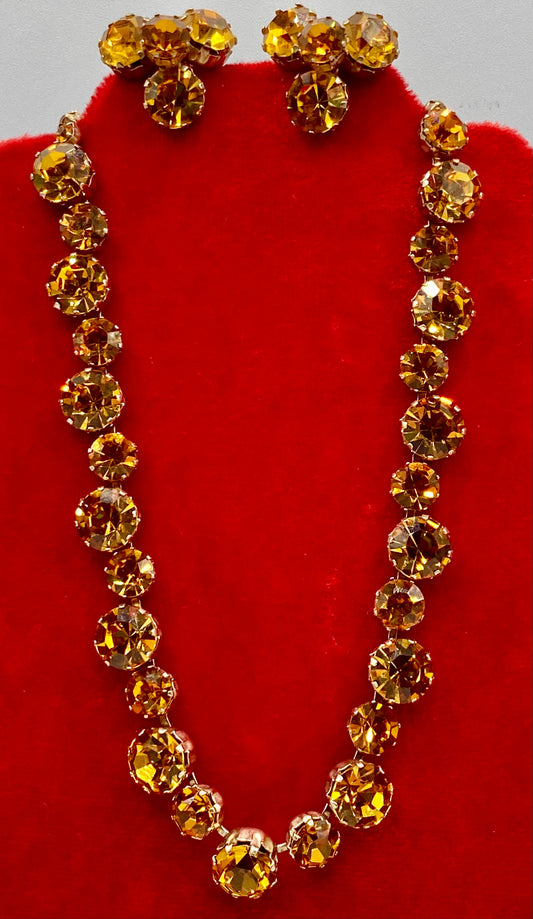 Vintage Kramer Orange Rhinestone Jewelry Set