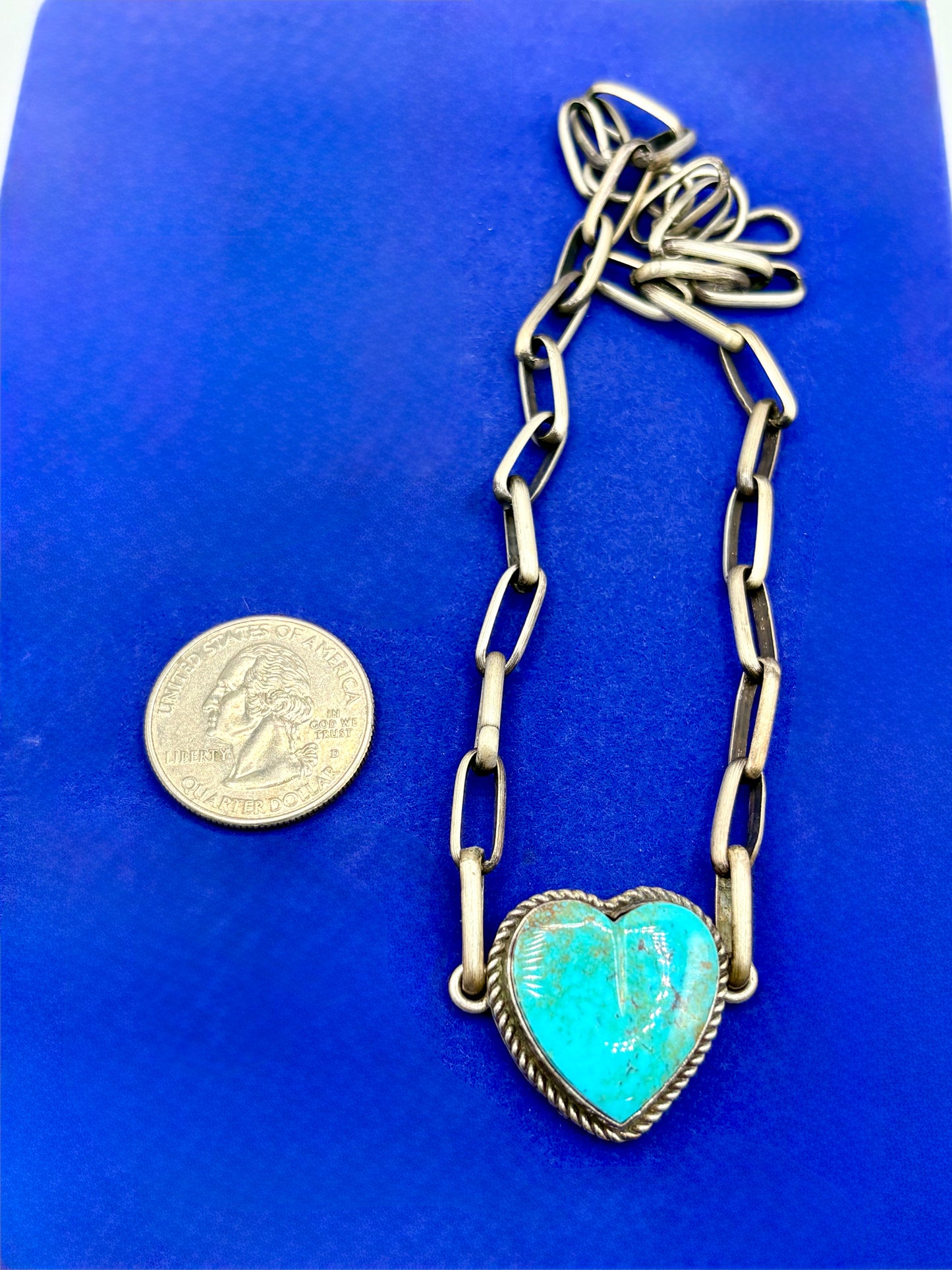 Sterling Silver Native Leigha Cleveland Turquoise Heart Necklace