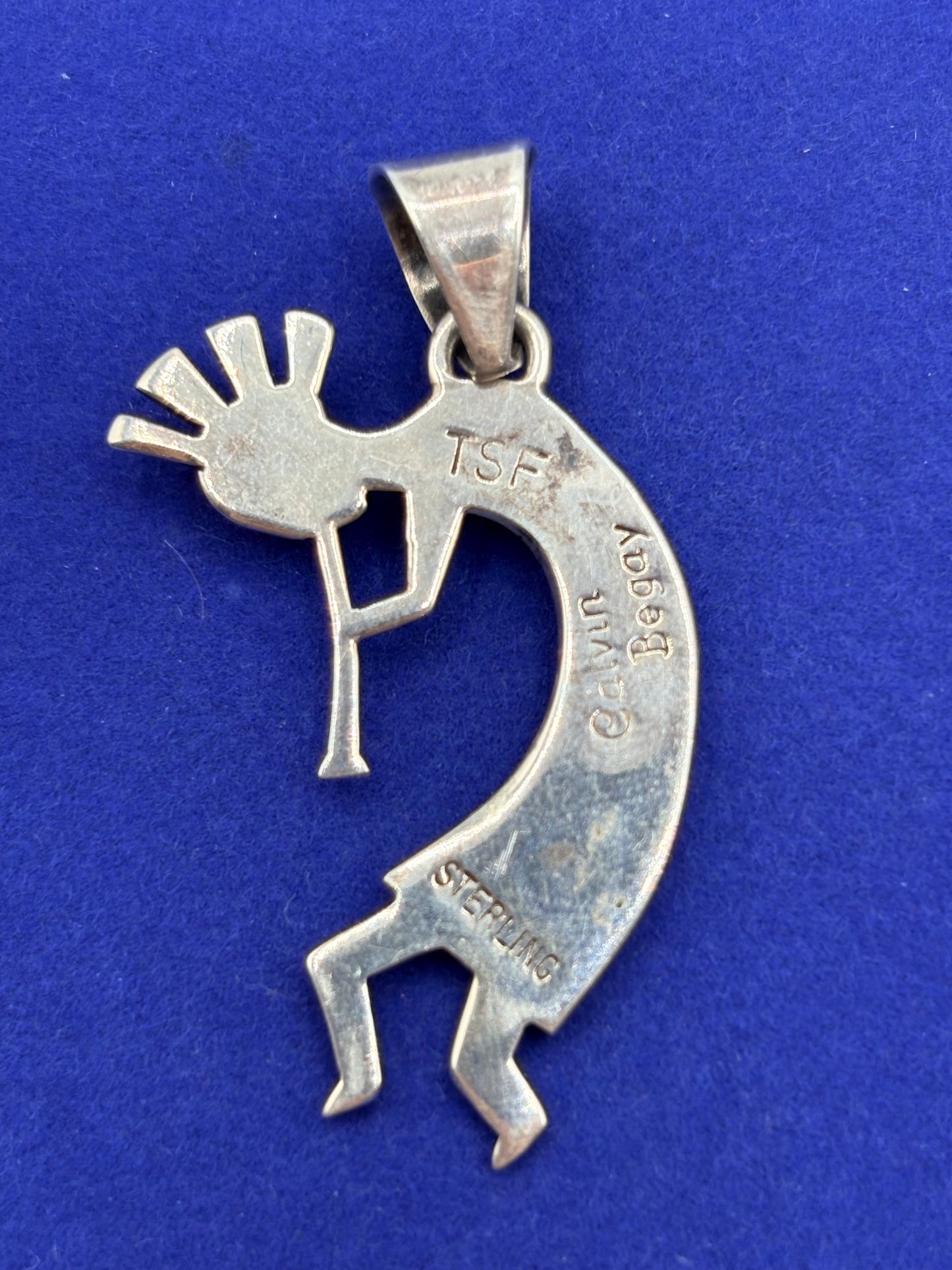 Sterling Silver Touch of Santa Fe Calvin Begay Native Kokopelli Pendant