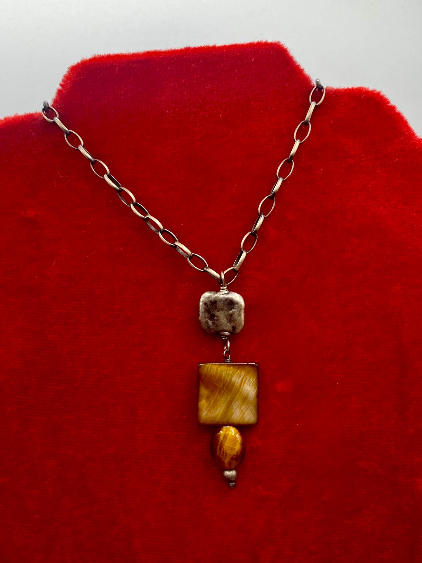 Sterling Silver Silpada Oxidized Tigers Eye & Mother of Pearl Jewelry Set