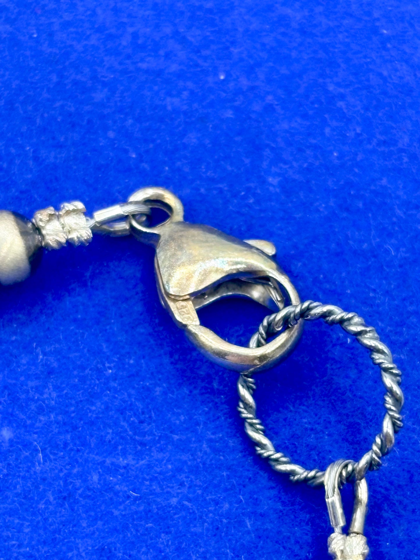 Sterling Silver Southwestern Turquoise & Silver Pearl Bracelet