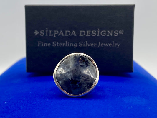 Silpada Sterling Silver Wavy Feldspar Blue Grey Gemstone Ring w/Box