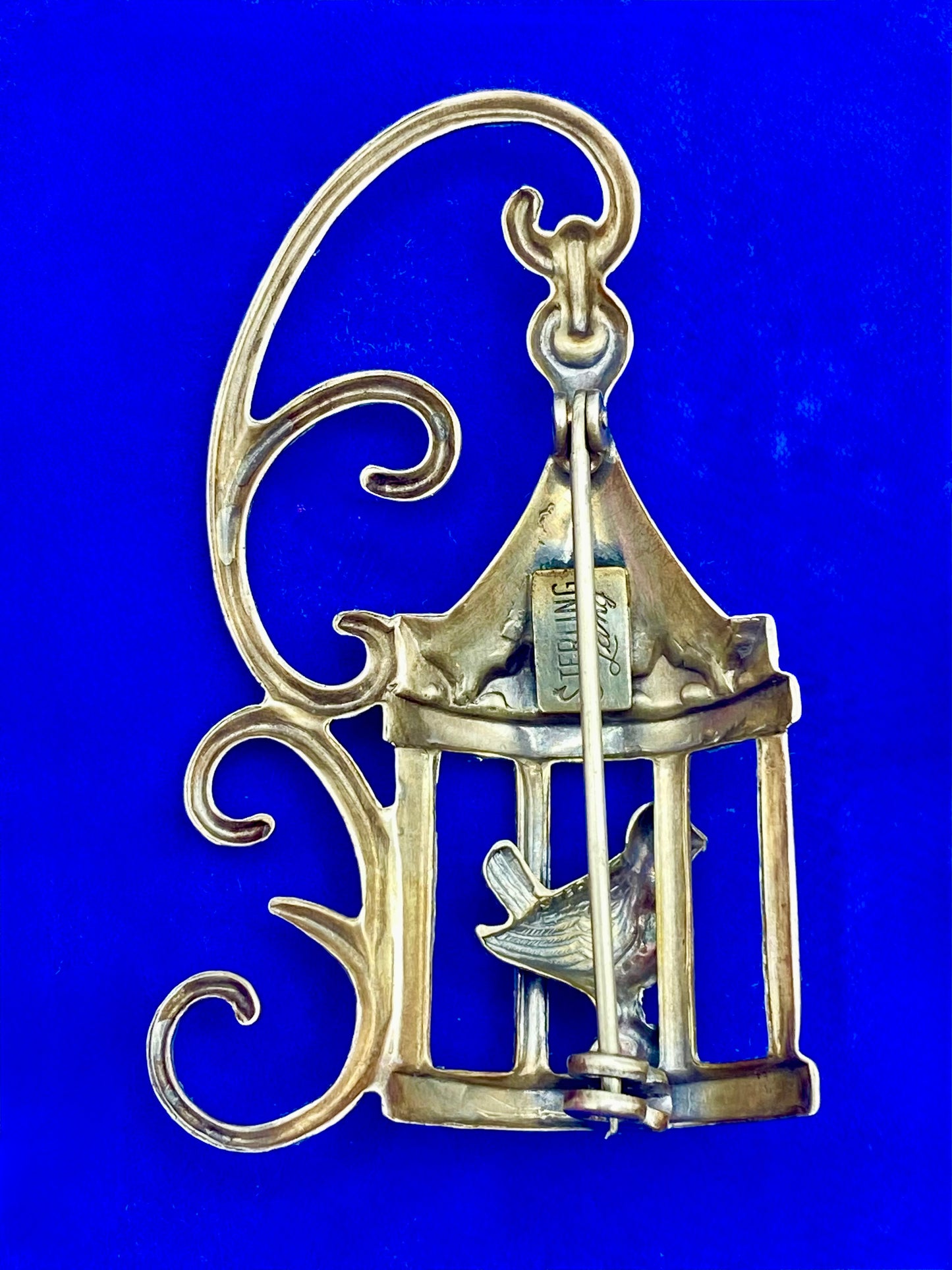 Vintage Sterling Silver Lang Bird Cage Brooch
