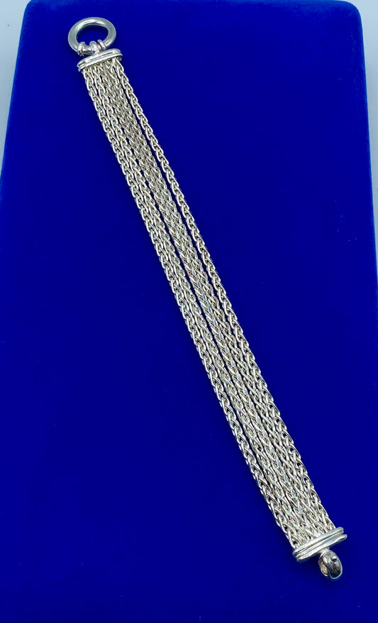 Sterling Silver Milor Italy Multi Chain Bracelet