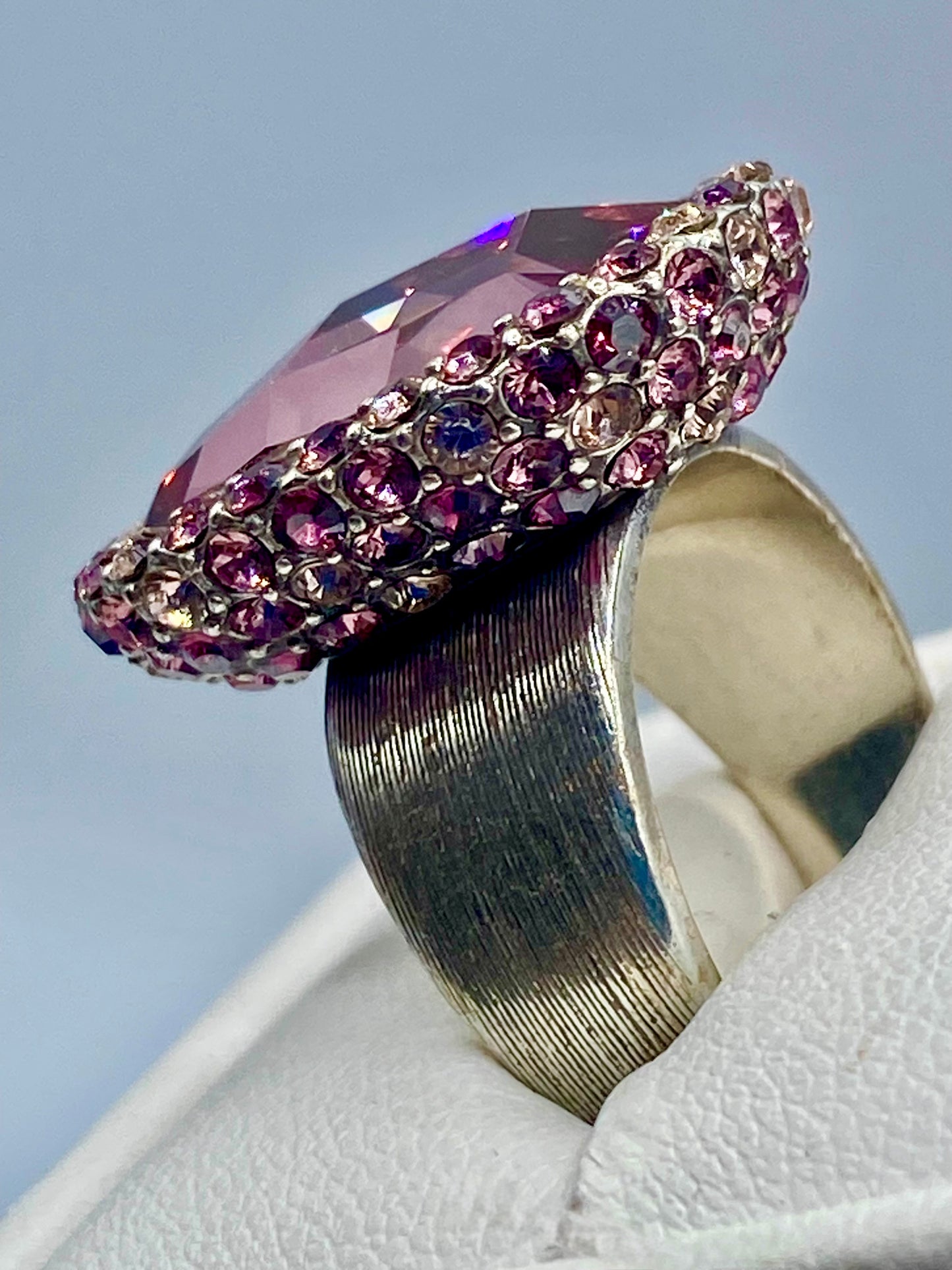 Brighton Silver Tone & Purple Rhinestone Ring