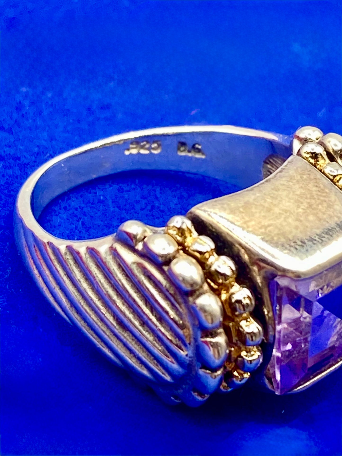 Sterling Silver Heavy B.G Amethyst Ring