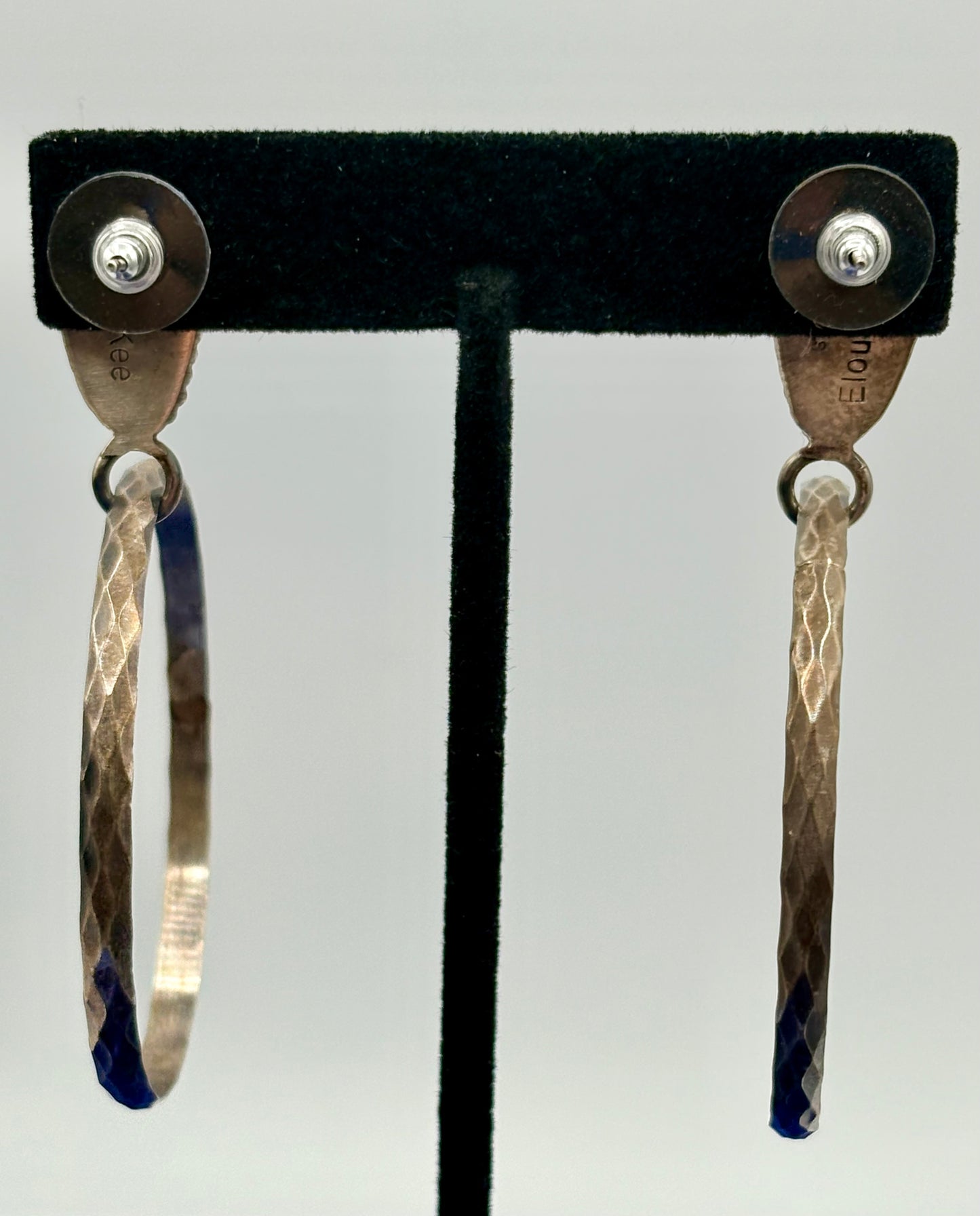 Sterling Silver Native Eloise Kee Turquoise Hoop Earrings