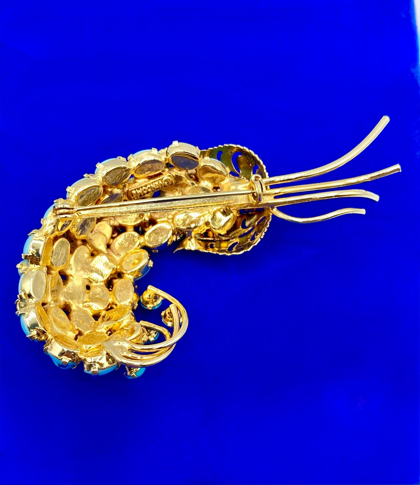 Vintage Gold Tone Vendome Faux Turquoise & Blue Rhinestone Jewelry Set