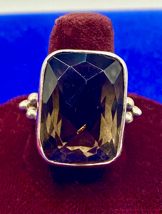 Sterling Silver India Smokey Quartz Ring
