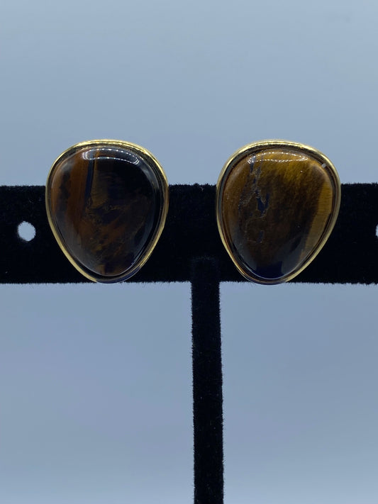 Monet Tigers Eye Clip Ons