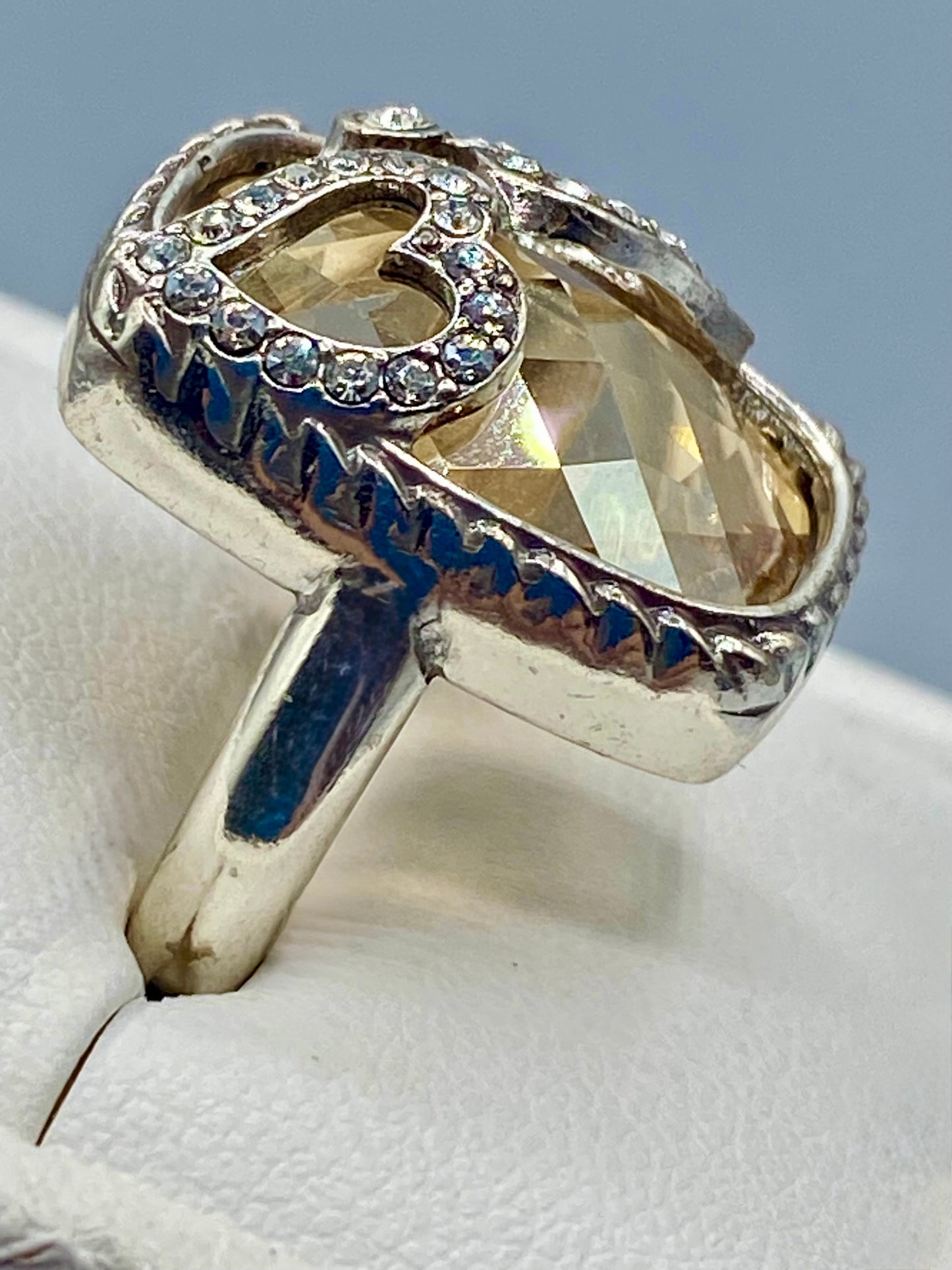 Brighton “Tender Hearts” Silver Tone & Crystal Ring