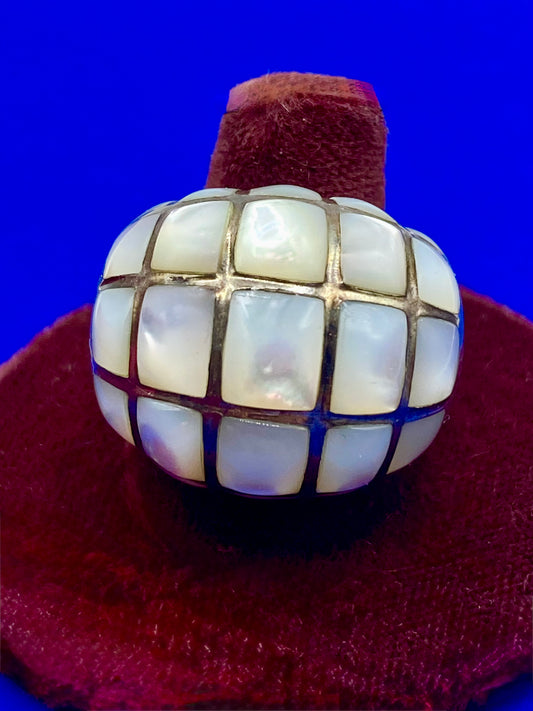 Sterling Silver Mother of Pearl Dome Ring