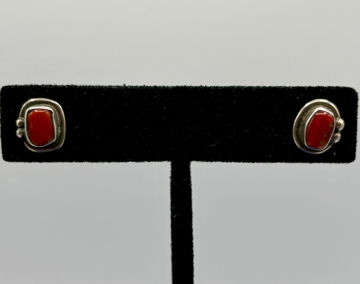 Dainty Sterling Silver Native Coral Stud Earrings
