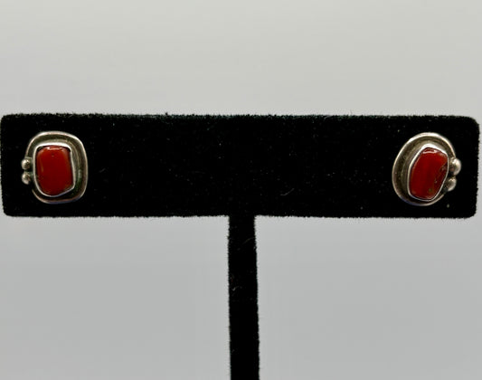 Dainty Sterling Silver Native Coral Stud Earrings
