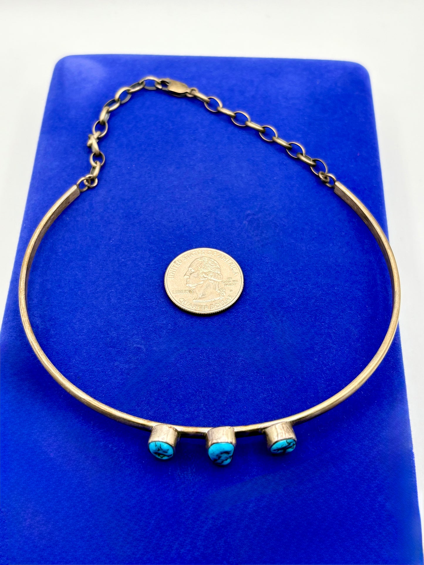 Sterling Silver Native Turquoise Omega Style Choker Necklace