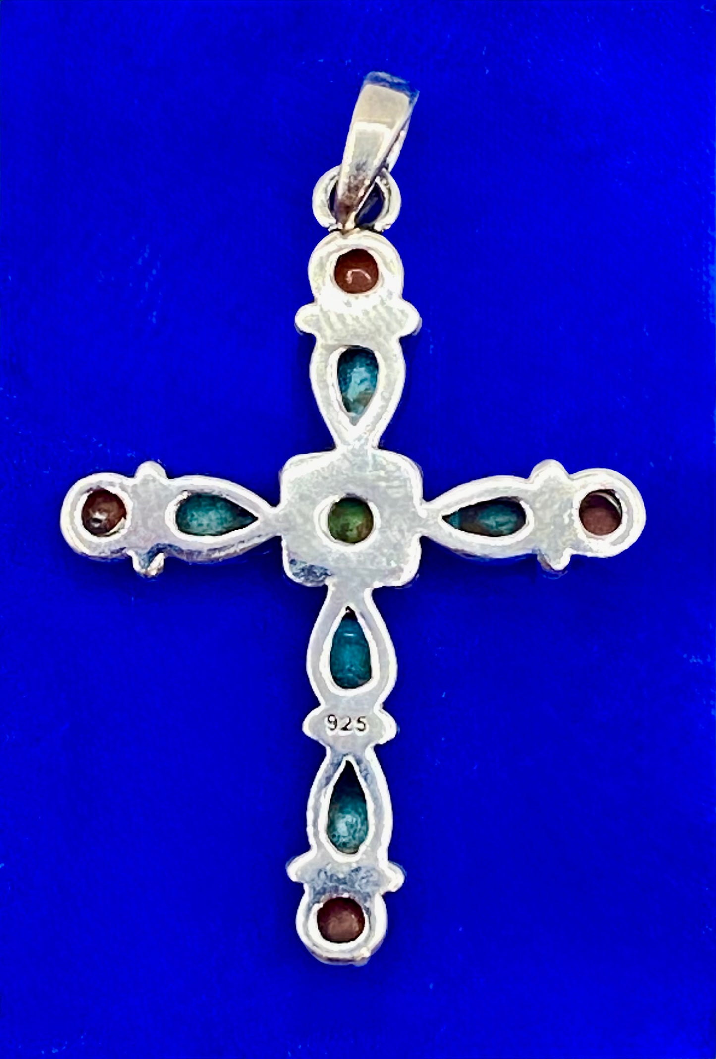Sterling Silver Multi Gemstone Cross Pendant